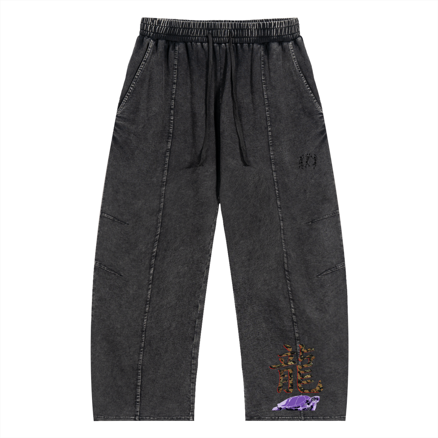 Snow Wash Drawstring Cotton Pants with detail