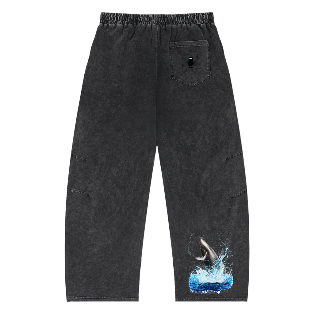Snow Wash Drawstring Cotton Pants with detail